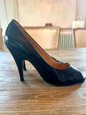 Nordstrom Black Patent Peep-Toe Heels
